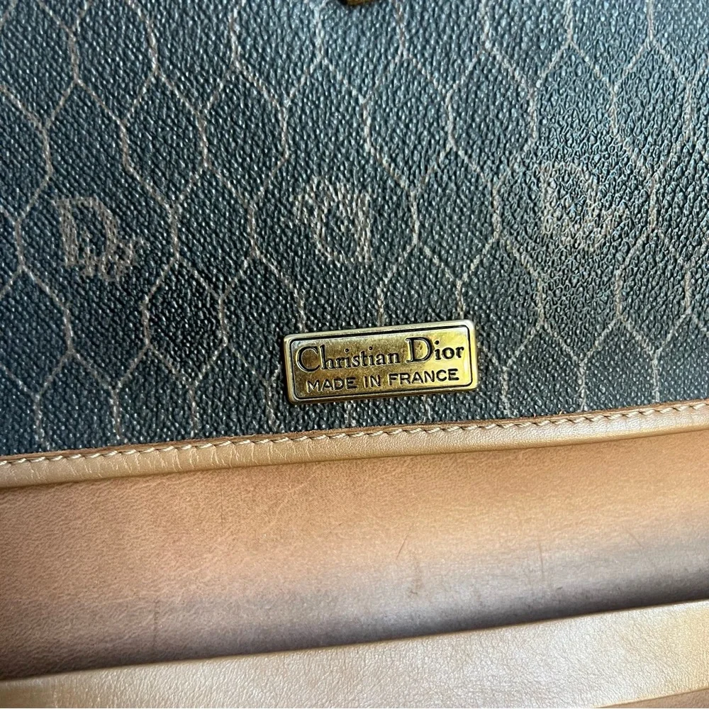 Dior Brown Honeycomb Coated Canvas Chain Crossbody Bag Dark brown - Picture 5 of 8